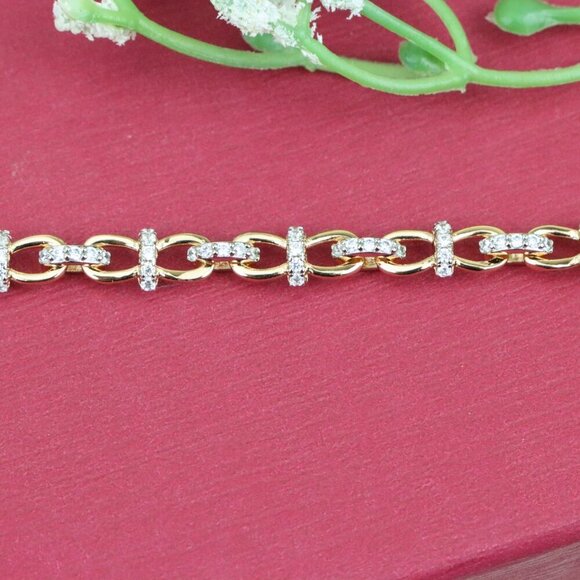 "Elegant Rose Gold Bracelet with Sparkling Link Detailing, XPBL0839 - Picture 11 of 13